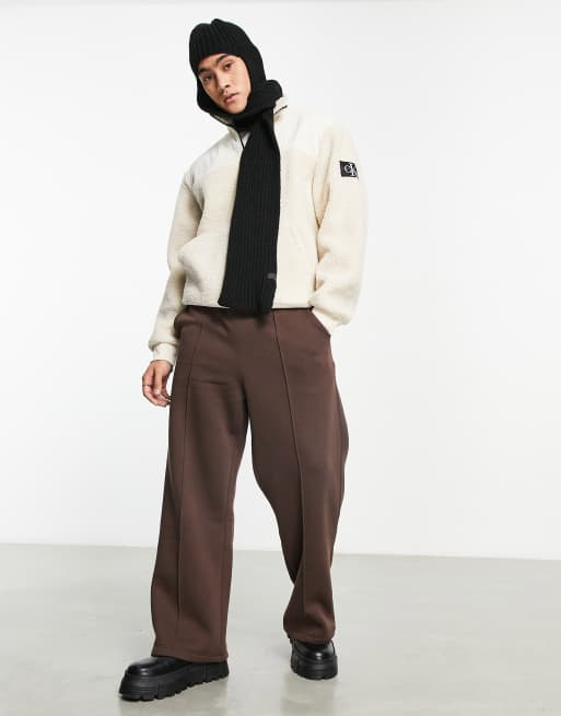 Jogger Pants CALVIN KLEIN JEANS Relaxed Sherpa Joggers UNISEX Cream