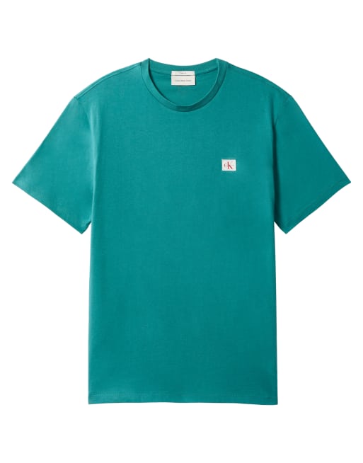 Calvin Klein Jeans badge logo t-shirt in green , 4 of 4