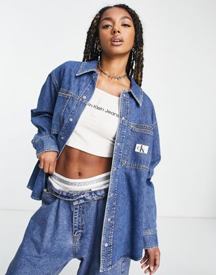 Calvin Klein Jeans Womens Utility Jacket Logo Tee Belted Skirt