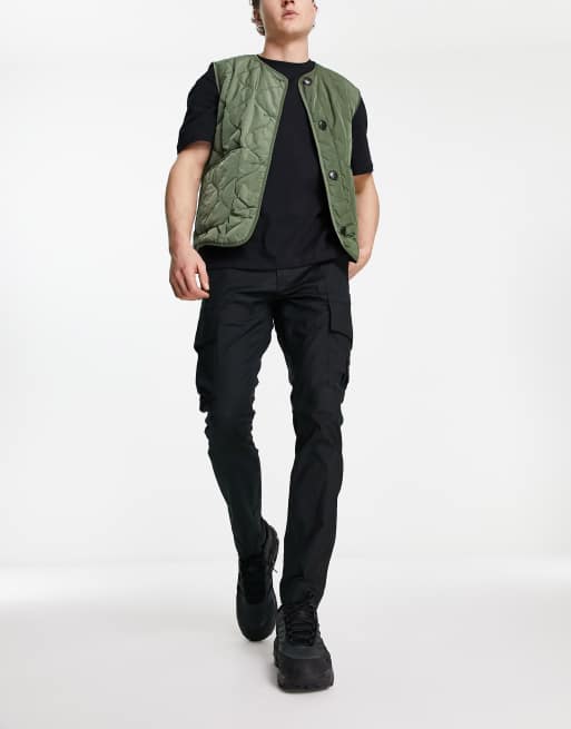 Calvin Klein Jeans badge logo washed cargos in black 