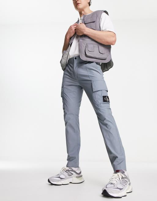 Calvin Klein Jeans badge logo washed cargos in grey