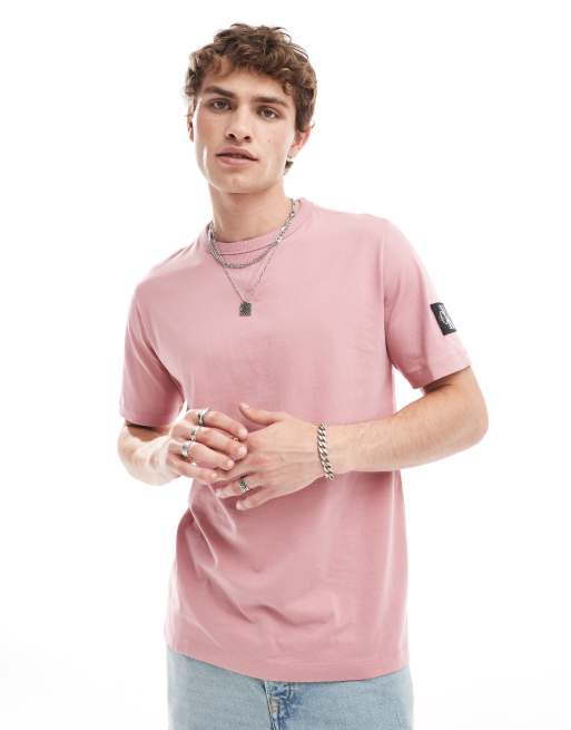 Calvin Klein Jeans badge t shirt in pink