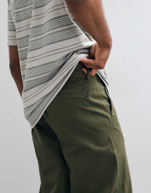 Calvin Klein Jeans baggy utility cotton twill chinos in khaki, 4 of 5