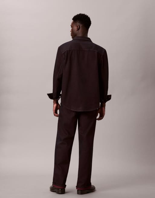 Calvin Klein Jeans baggy wide leg jeans in burgundy, 2 of 5