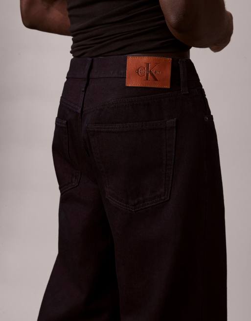 Calvin Klein Jeans baggy wide leg jeans in burgundy, 3 of 5