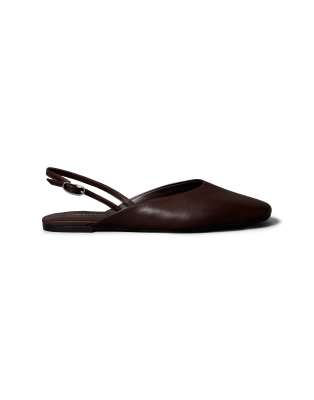 Calvin Klein Jeans Ballerina Slingback Pointed Leather Shoes In Brown