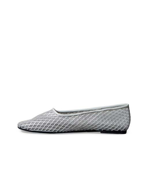 Calvin Klein Jeans – Ballerinas aus Netzstoff in Silber, 3 von 4