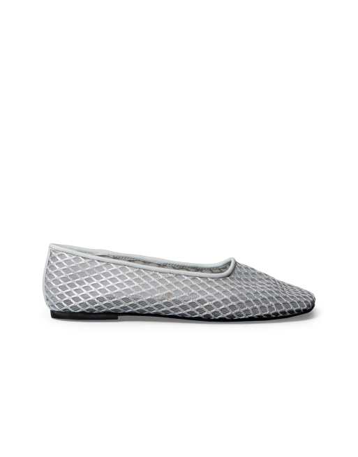 Calvin Klein Jeans – Ballerinas aus Netzstoff in Silber, 4 von 4