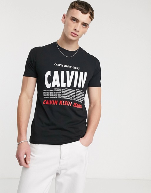 Calvin Klein Jeans band logo slim fit t-shirt in black