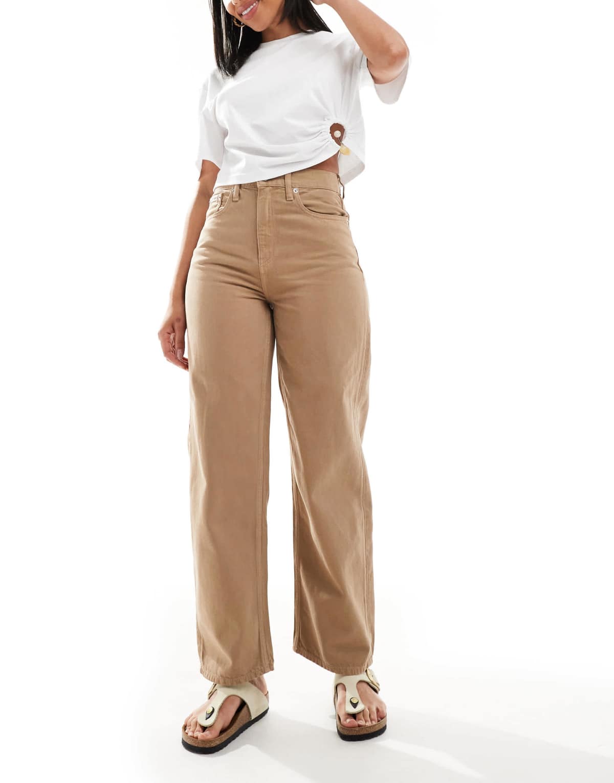 Calvin Klein Jeans barrel jeans in beige wash