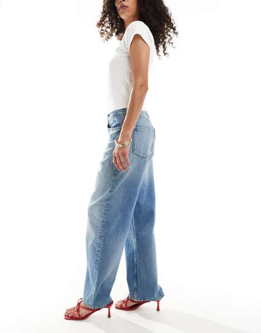 Calvin Klein Jeans barrel jeans in mid blue wash