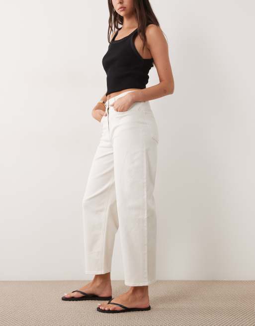 Calvin Klein Jeans – Barrel-Jeans in Wollweiß mit Cropped-Schnitt, 3 von 5