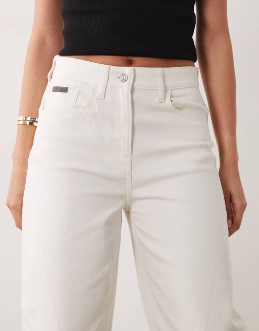 Calvin Klein Jeans – Barrel-Jeans in Wollweiß mit Cropped-Schnitt, 5 von 5