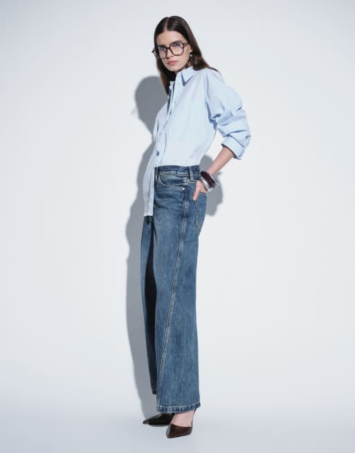 Calvin Klein Jeans barrel jeans med låg midja i mellanblå tvätt, 3 av 6
