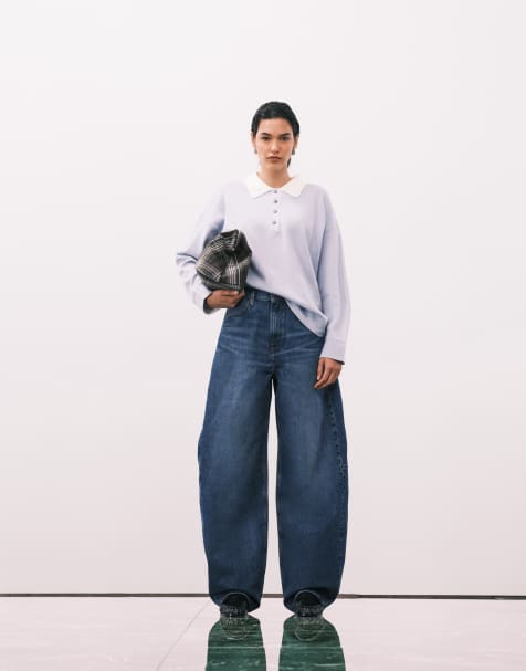 Calvin Klein Jeans – Barrel-Leg-Jeans in Mittelblau - view 1