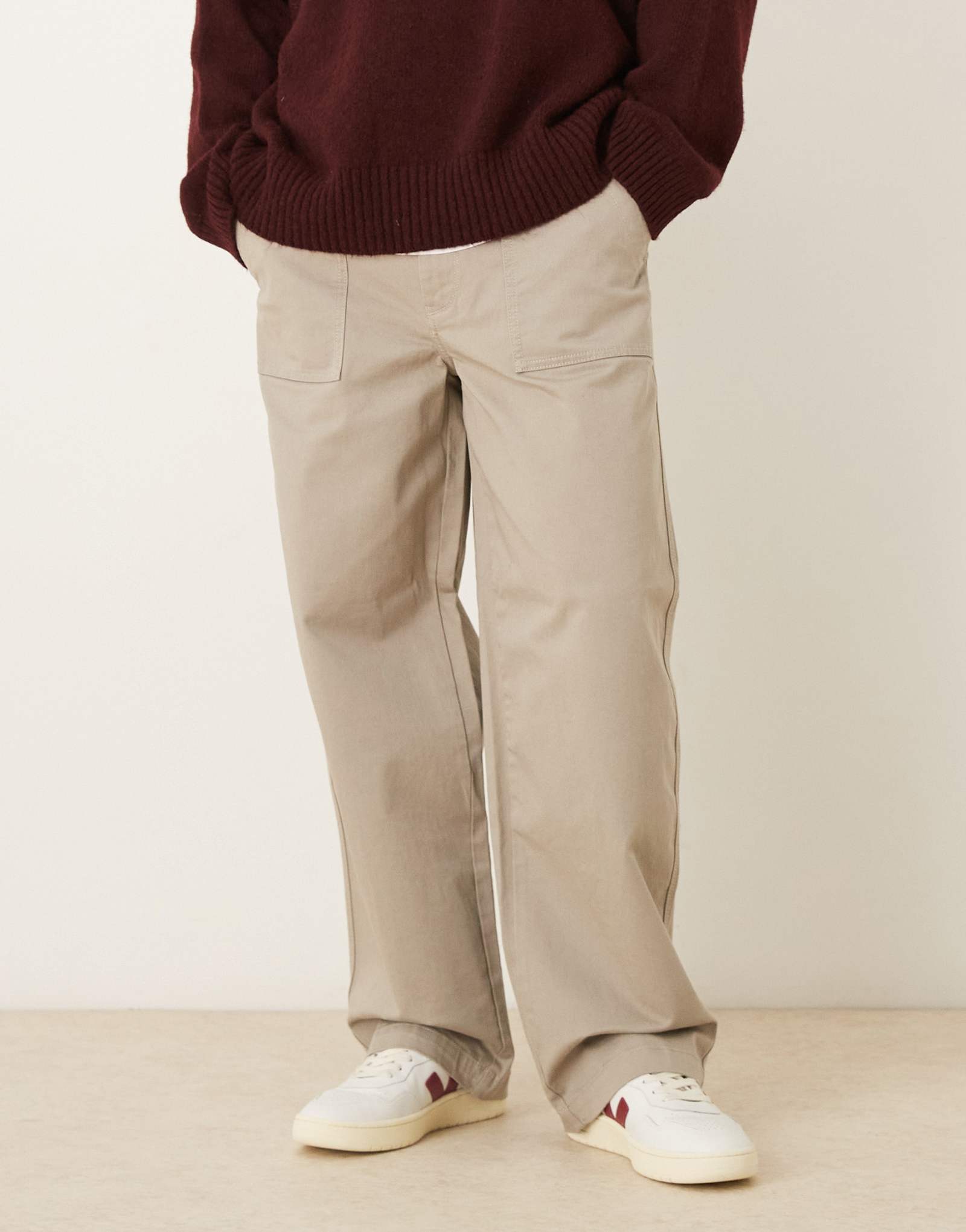 Брюки-карго Calvin Klein Jeans с широкими штанинами светло-хаки