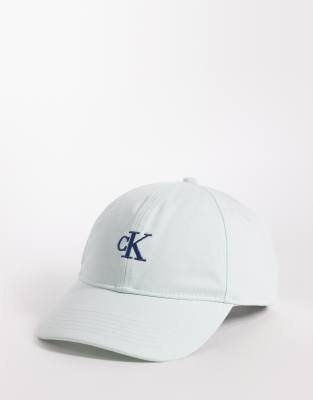 Calvin Klein Jeans - Baseballkappe in Blau mit aufgesticktem Monogramm-Logo
