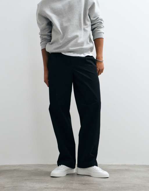 Calvin Klein Jeans – Baumwollhose in Schwarz mit Bundfalten, 3 von 5