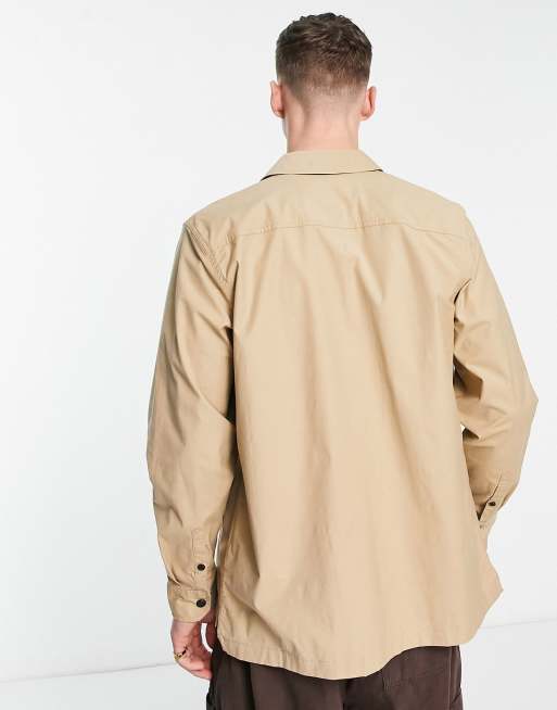 Calvin Klein Jeans - Beige cargo-overskjorte i utility-stil i afslappet pasform, 4 af 4