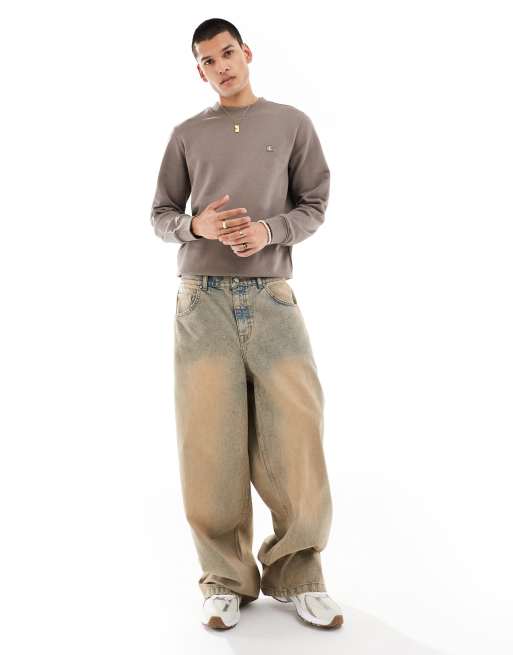 Calvin Klein Jeans – Beige sweatshirt med rund halsringning och broderad logga, 4 av 4