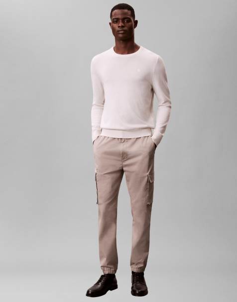 Calvin Klein Jeans – Beige, tvättade cargobyxor i skinny fit - view 1