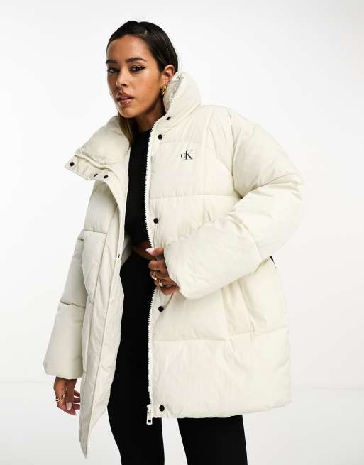 Calvin klein women's hot sale white jacket