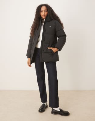 Calvin Klein Jeans Est.1978 Belted Mid Length Puffer Jacket In Black