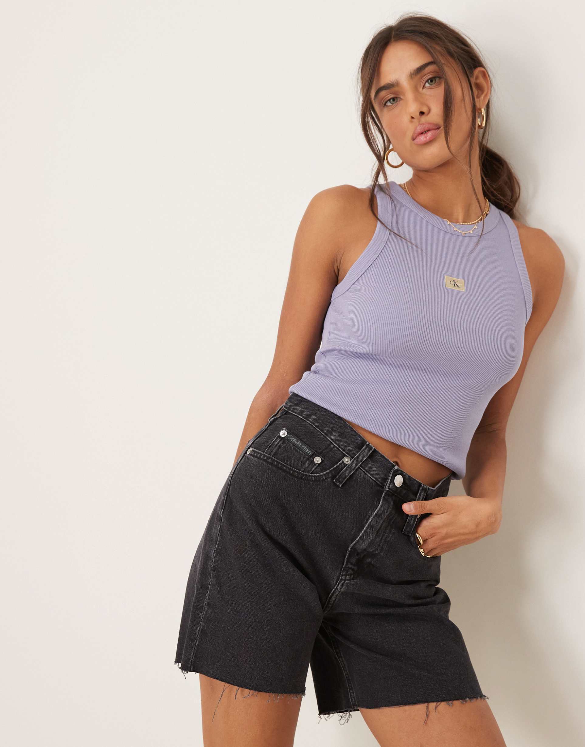 calvin klein jeans bermuda denim shorts in black wash