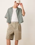 [Calvin Klein Jeans] Calvin Klein Jeans bermuda tailored shorts in beige-Neutral 38 Laurel oak