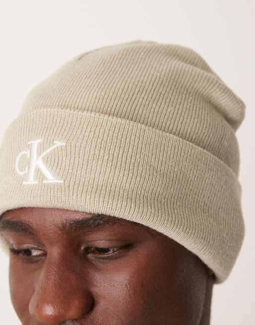 Calvin Klein Jeans - Berretto color avena con monologo ricamato, 3 di 3