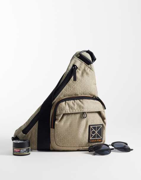 Calvin Klein Jeans – Beżowa torebka crossbody w stylu utility we wzór z emblematem - view 1