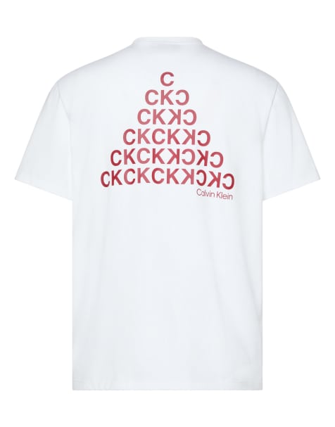 Calvin Klein Jeans abstract graphic logo t-shirt in white and red
