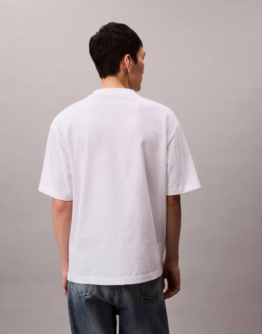 Calvin Klein Jeans – Biało-niebieski T-shirt z grafiką w ramce, 3 z 5