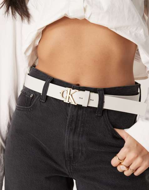 Calvin Klein Jeans – Biały pasek z klamrą z logo - view 1