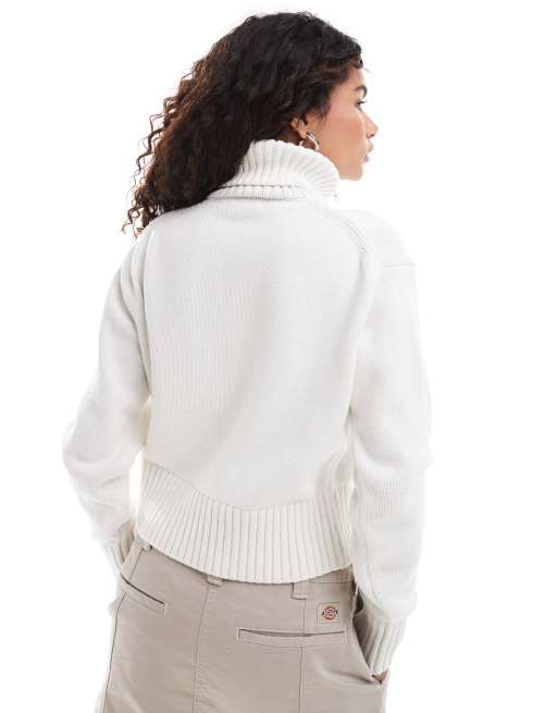 Calvin Klein Jeans – Biały szenilowy sweter z monogramem z logo, 4 z 4
