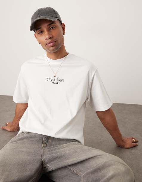 Calvin Klein Jeans – Biały T-shirt o luźnym kroju z logo - view 1
