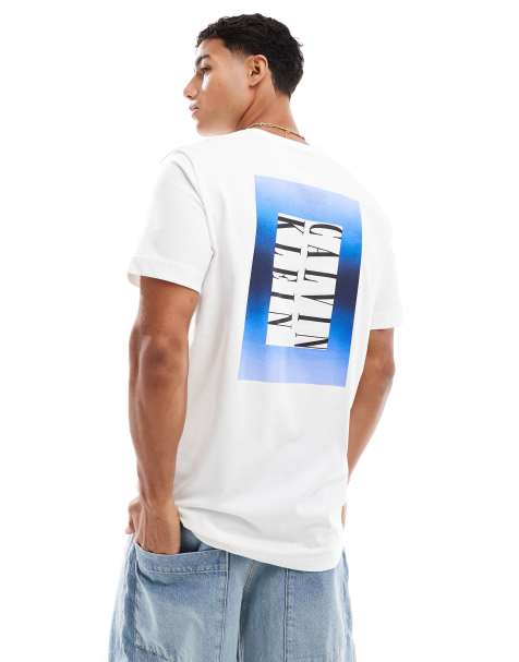 Calvin Klein Jeans ombre box back print t-shirt in white
