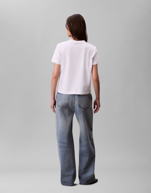 Calvin Klein Jeans – Biały T-shirt z logo Archive CK, 4 z 4