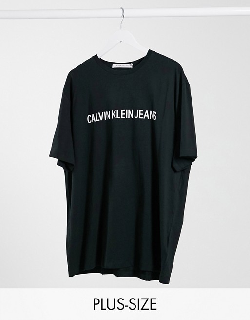 Calvin Klein Jeans Big and Tall institutional logo t-shirt in black