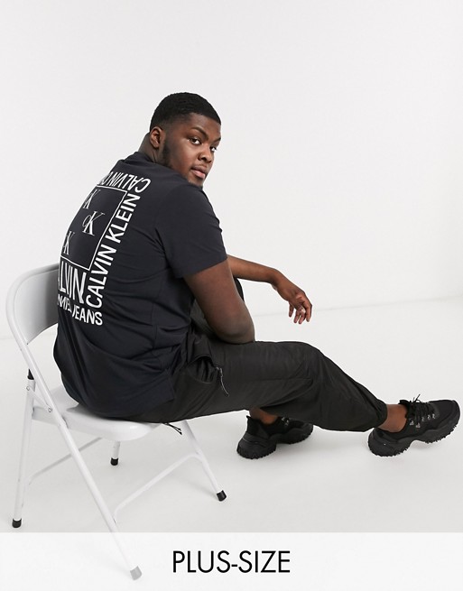 Calvin Klein Jeans Big and Tall monogram back print logo t-shirt in black