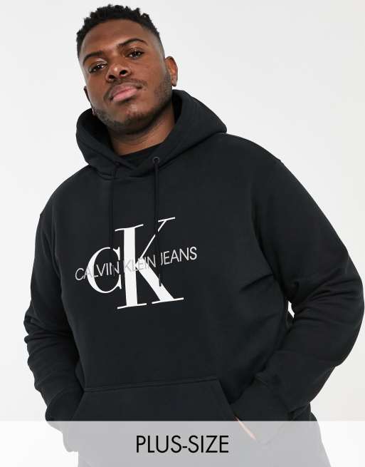 Calvin Klein Jeans Big Tall ASOS exclusive iconic monogram hoodie in black