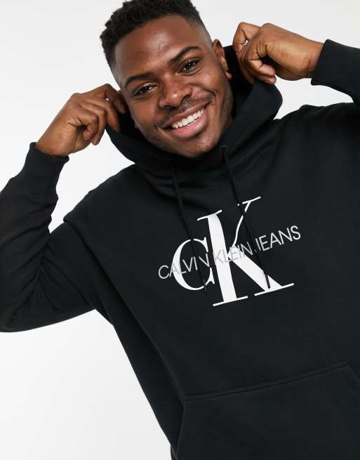 Calvin Klein Jeans Big Tall ASOS exclusive iconic monogram hoodie in black