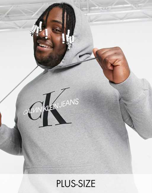 Calvin Klein Jeans Big & Tall ASOS exclusive iconic monogram hoodie in grey