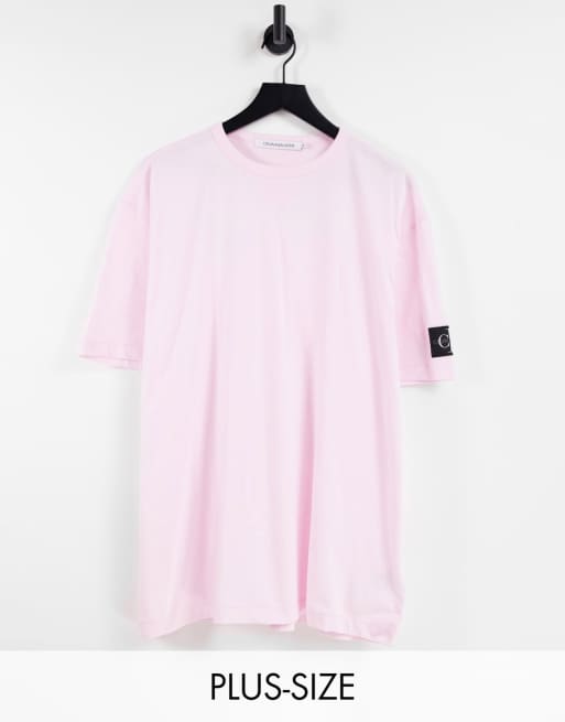 Calvin Klein Jeans Big & Tall ASOS exclusive monogram badge t-shirt in pink