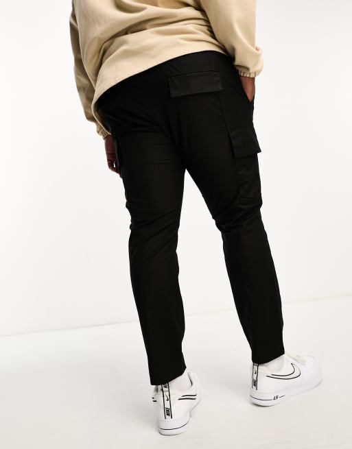 Calvin Klein Jeans Big Tall cc logo washed cargo in black ASOS