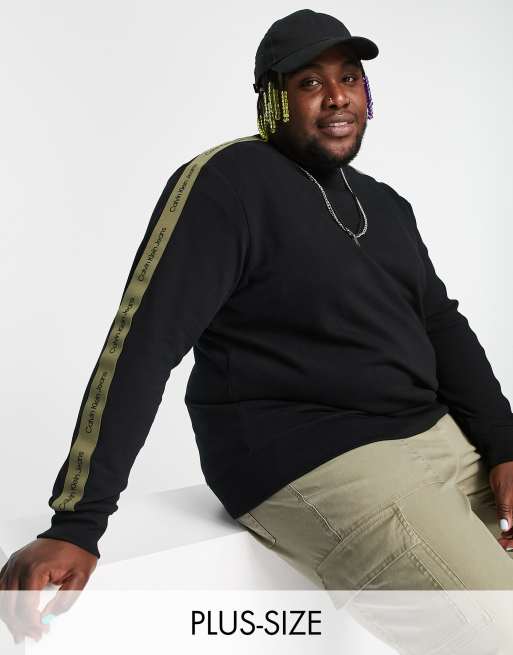 Calvin Klein Jeans Big & Tall - Felpa nera con fettuccia a contrasto