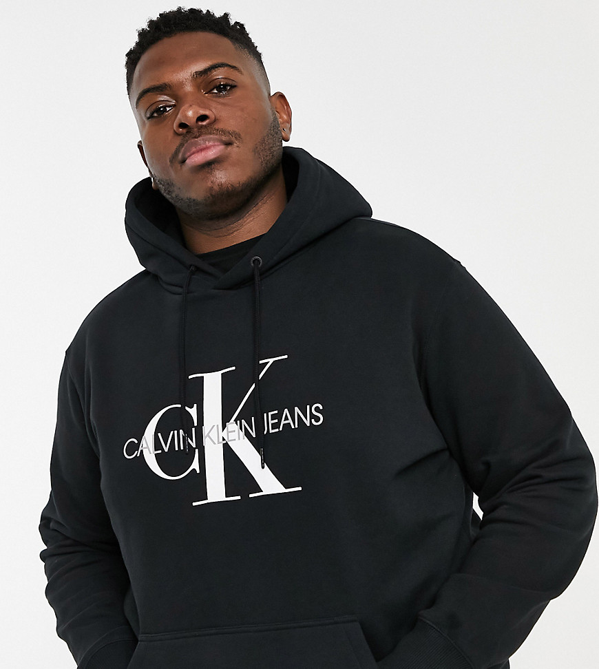 Calvin Klein Jeans - Big & Tall - Hoodie met iconisch monogram in zwart, exclusief bij ASOS