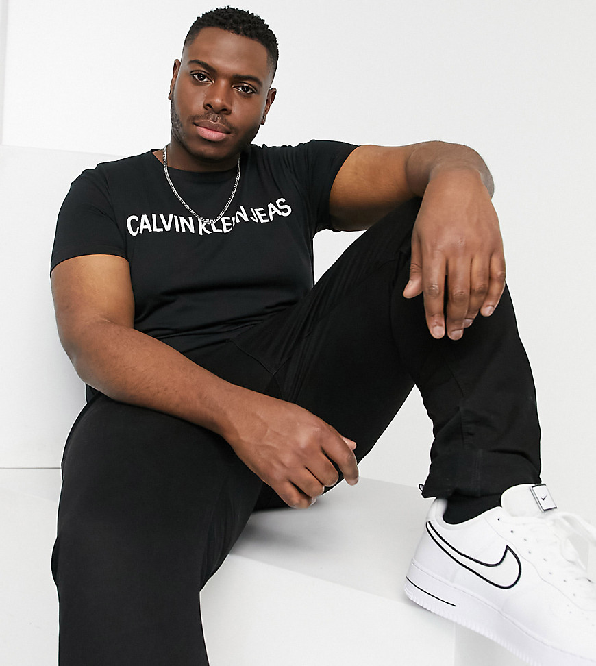 Calvin Klein Jeans Big & Tall institutional logo slim fit t-shirt in black