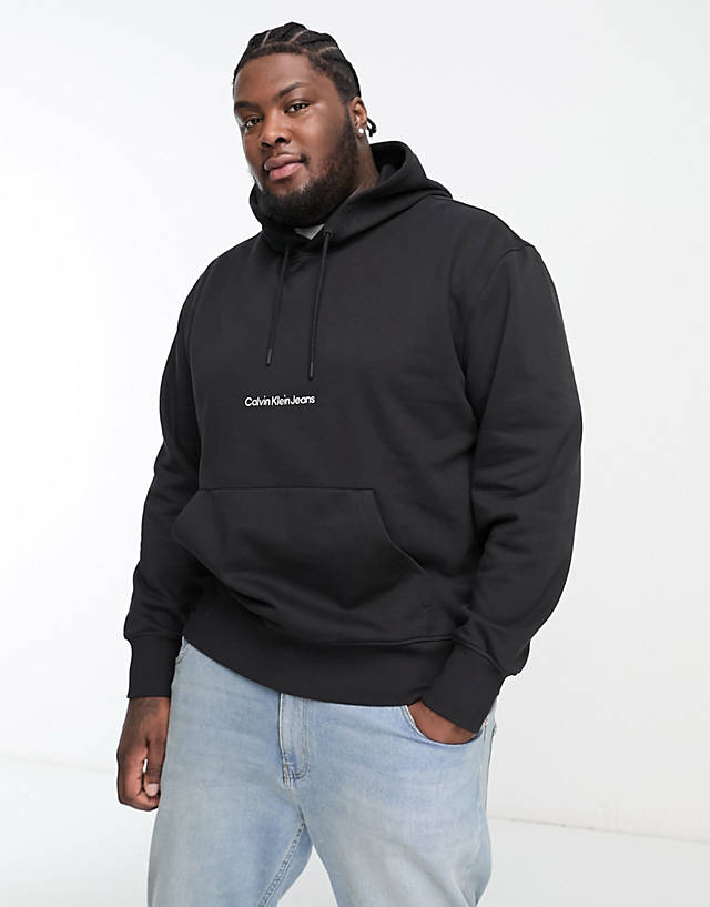 Calvin Klein Jeans - big & tall institutional monogram chest logo hoodie in black
