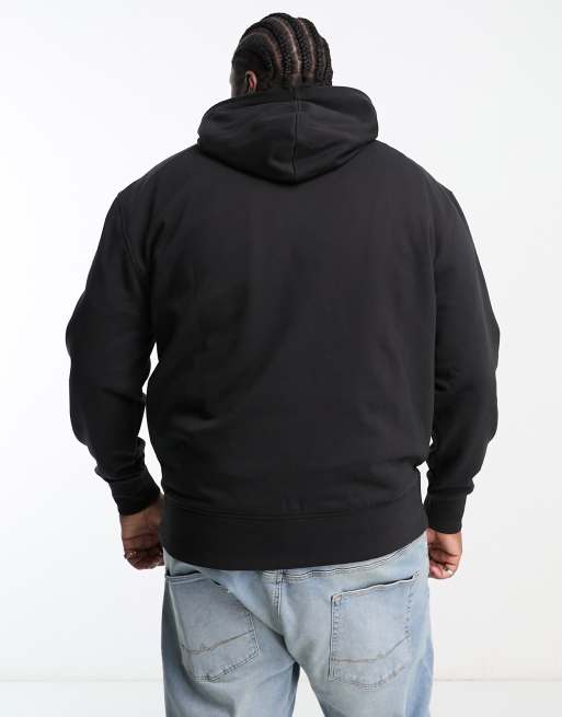 Calvin Klein Jeans Big & Tall Institutional Monogram Chest Logo Hoodie in Black